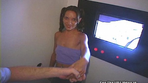 Skinny Slut Sucking Scrotums Thru Glory Hole