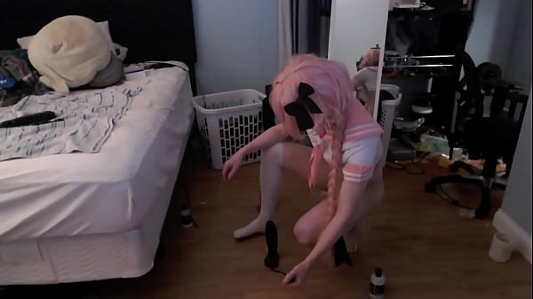 Femboy With Glasses Cosplays While fucking His Ass