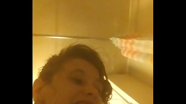 Getting a blowjob in the bathroom then cums in her tight pussy