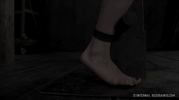 Tied up honey gets her pussy lips opened up for lusty castigation  