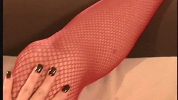 Jayna fucking in red fishnet stockings and heels  