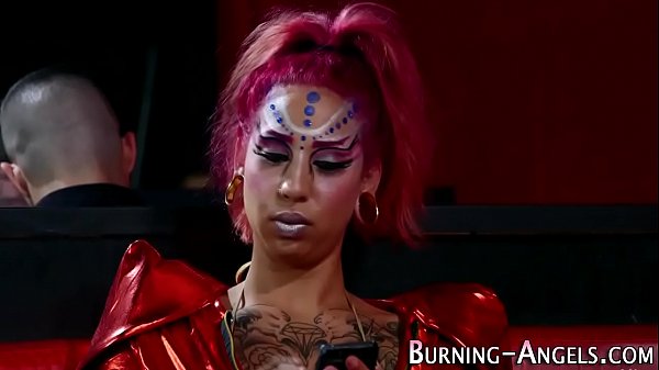 Punk alien swallows cum