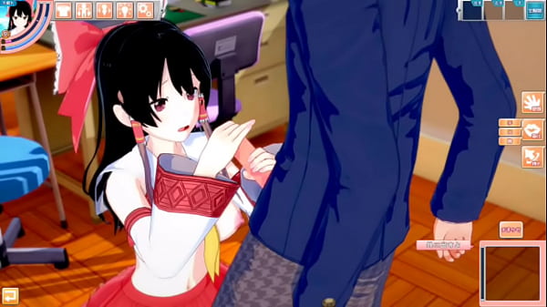 【エロゲーコイカツ！】東方project 博麗霊夢のおっぱい揉んで仁王立ち手コキフェラ奉仕してもらってからのセックス！爆乳エロアニメ【ヘンタイゲーム】  