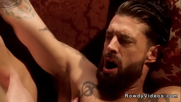 After Siri Dahl finds out that her mucle tattooed husband Alpha Wolf is gay he ends in anal action with his hunk lover Isaac X on the sofa