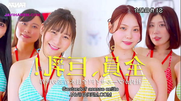 Gostosa peitudas andam s&oacute; de bikini pela empresa e acabam sendo comidas - LEGENDADO