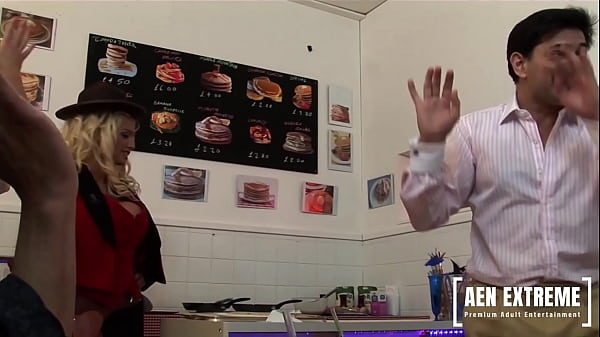 A pancake breakfast takes on a new meaning when your servers are pornstars!