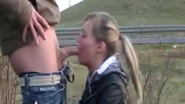 Amateur teen sucking cock outdoors