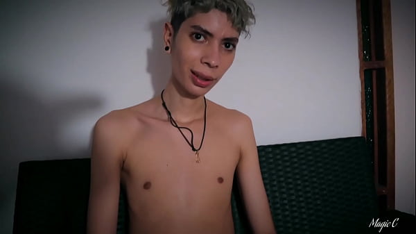 POV Cameraman gives a nice oil handjob to a big dick skinny twink and makes him cum hard 