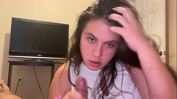 Stepsister give best oral and get cum all over her big natural tits 