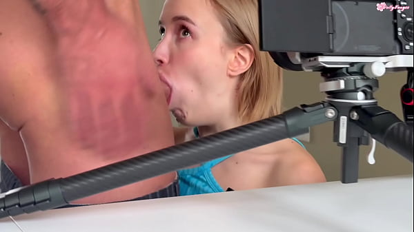 Backstage! Sloppy Deep Throat Close-up with Braces: Drenched in Spit!