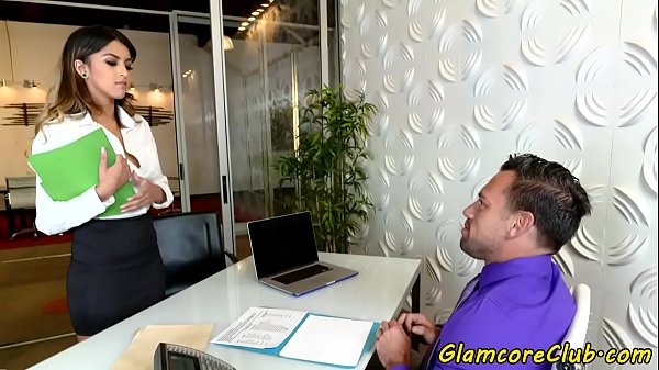 Pornstar pussyfucked hard in office