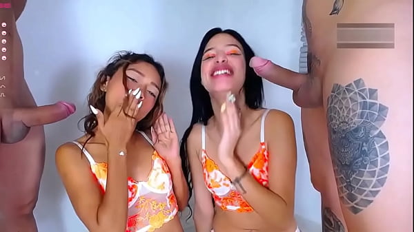 Two sluts very cute with their boyfriends that they have just meet. Deepthroath, face fuck and rough sloppy oral sex.