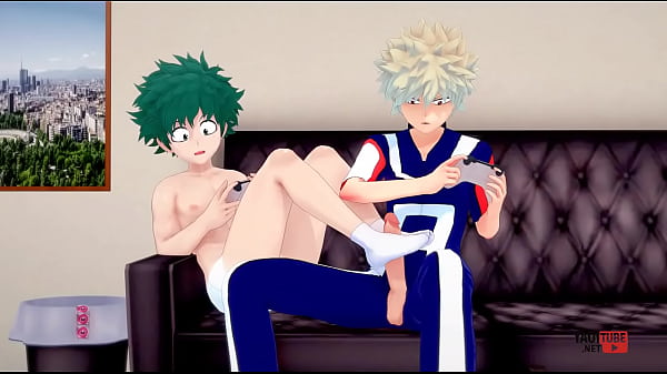 My Hero Academia Yaoi: Deku's Foot Tease During Console Time with Bakugo