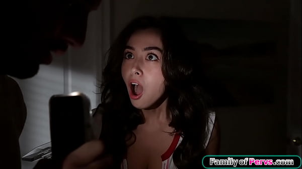 Busty stepsister Chloe Surreal caught her stepbrother and wants him to take his dick out.Impressed by the size the petite brunette grabbed n sucked it 