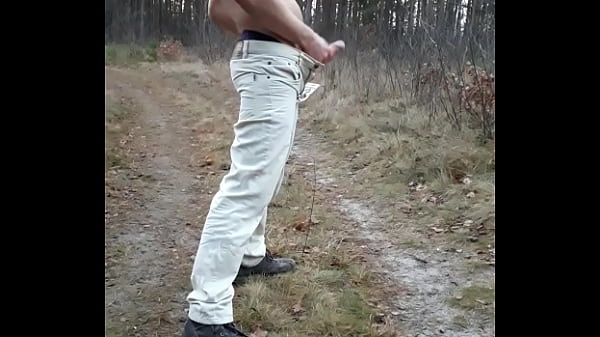 Hot muscle guy undressing and fapping his big dick in public