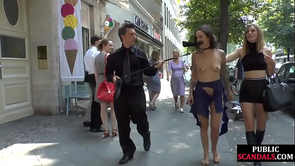 Euro babe anally plowed while community watches  