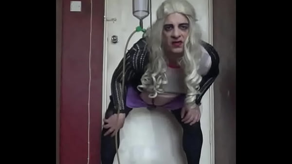 crossdresser fucks a dildo cock