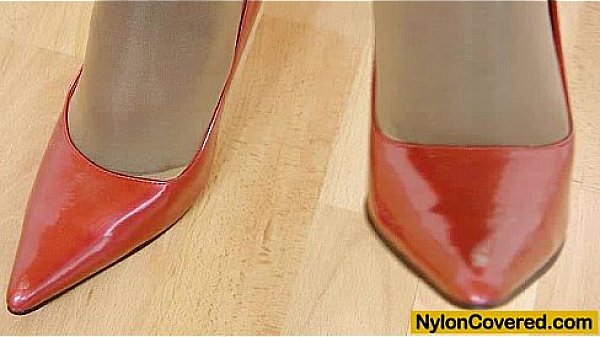 Slim blonde full in panty-hose