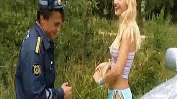 Russian policeman and blonde  