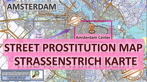 Street Map of Amsterdam, Netherlands with Indication where to find Streetworkers, Freelancers and Brothels. Also we show you the Bar, Nightlife and Red Light District in the City  
