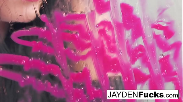 Hot brunette rubs her tight pussy