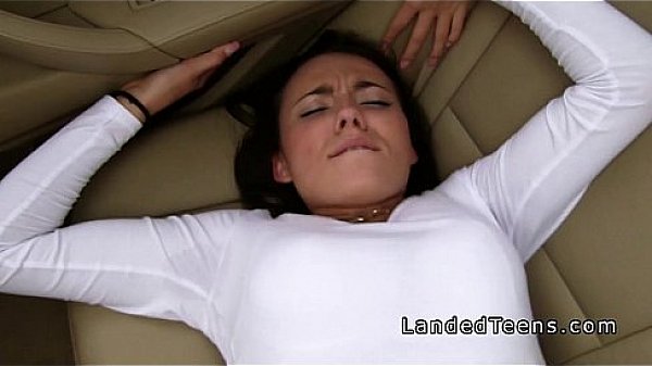 Beautiful Euro amateur teen bangs in car in public