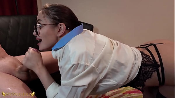 Busty Blonde Appeased Boss With Juicy Sucking till Oral Creampie