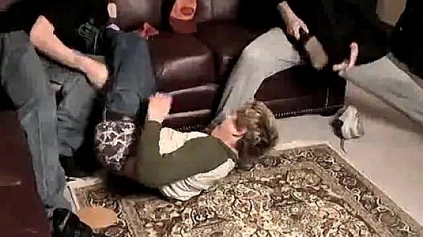 Skater hunk gets his ass slapped hard by two studs  
