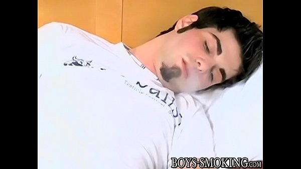 Smoking fetish homo tugging himself hard 