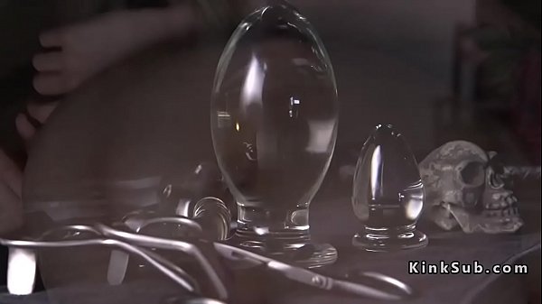 Exposed ass slave gets anal stretched