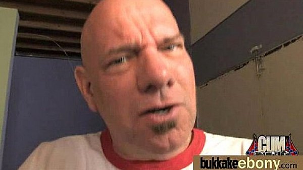 Ebony in a huge bukkake 30