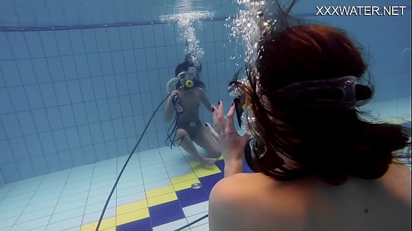 Hottest euro babes alone and naked in the outdoor pool filming each other