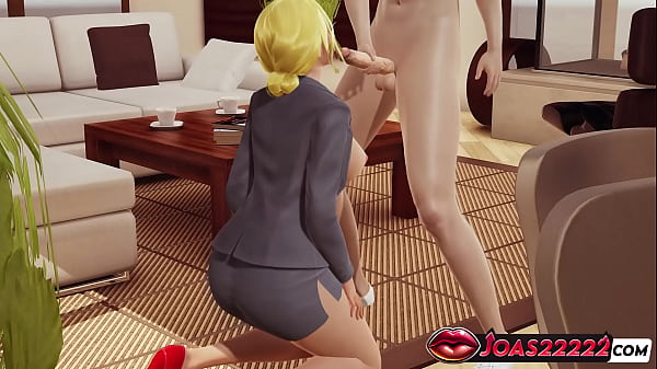 Office Slut Dolly in Animation: Only Tongue Cock Lick, Titjob on Top, and Hands-Free Blowjob with Explosive Cumshot In Honey Select 2  