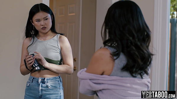 Petite Asian teen dominated and fucked by her kinky bestie and her bf 