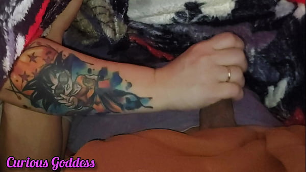 Curious Goddess - Hot MILF masturbating her lover under the blanket  