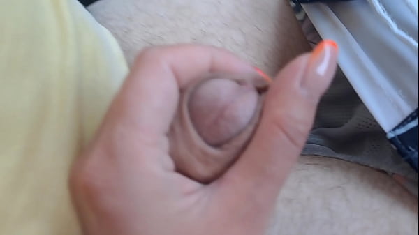 Young Emma's handjob in public road while going to summer house  