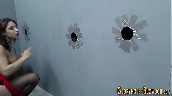 Babe throats at gloryhole