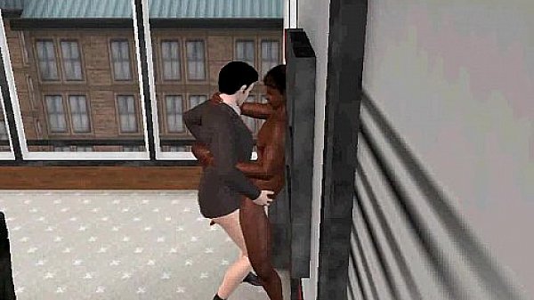 Horny 3D ebony hunk wraps his lips around a cock