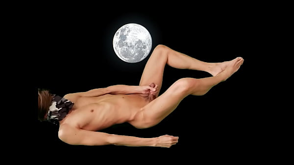 The moon watches me jerking my cock  