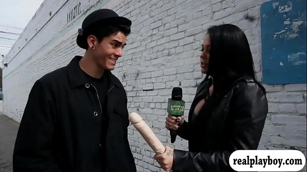 Tall guy convinced to toy fucks girl's pussy for cash