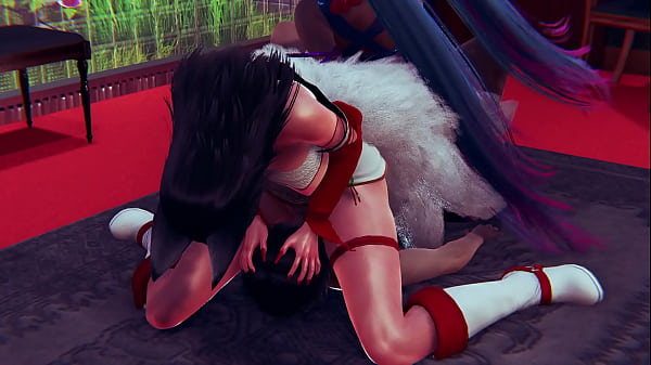 Sona and KDA Ahri 3d porn cunnilingus until orgasm and fuck with facesitting pose rule 34