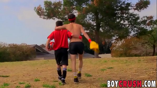 Sporty twink playing with lovers cock