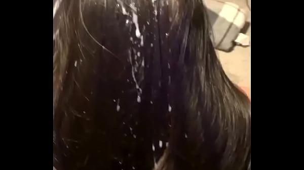 Latina gets a lot of cum in hair
