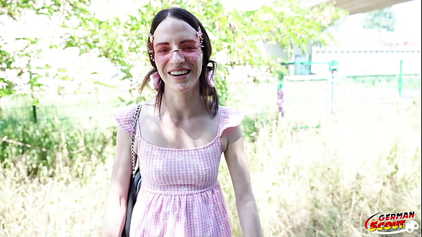 GERMAN SCOUT - Petite 150cm Teen Dragon Fruit with long labia and Mini Tits at risky Outdoor Casting Fuck