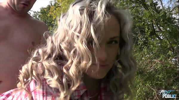 Horny blonde babe taking hard cock and massive cum public