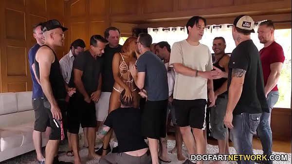 Jenna Foxx Blows 15 Horny Dudes