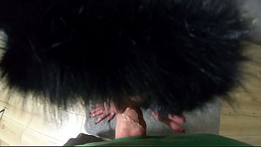 Glistening Downjacket Tease, Deep Blowjob and Cum on My Coat  