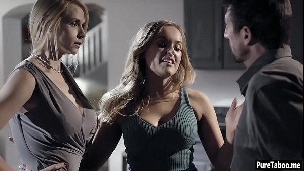 Insane girl got fucked in a group sex with step parents