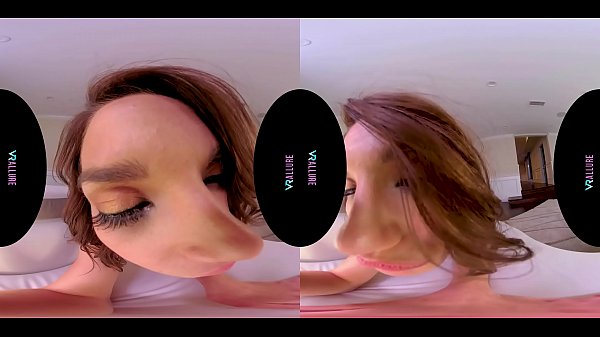 Petite brunette with small tits masturbating with a vibrator in virtual reality  