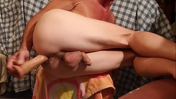 Cum dripping while thrusting dildo deep 